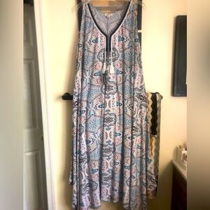 Aztec Boho handkerchief maxi Dress XXL 1x